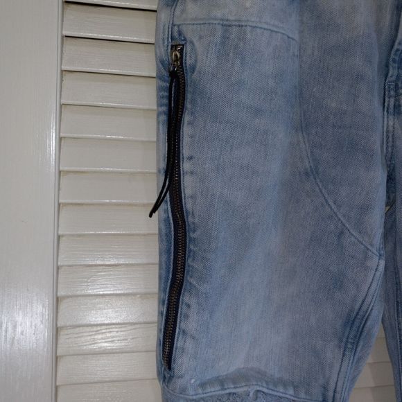 PacSun Jeans Mens Size 29X30 Stacked Skinny Destroyed Zip Pocket Raw Hem Stretch - Picture 4 of 16